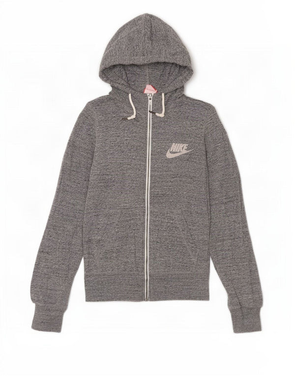 Nike ženski pulover s kapuljačom s patentnim zatvaračem UK 6 XS sivi flekasti pamuk