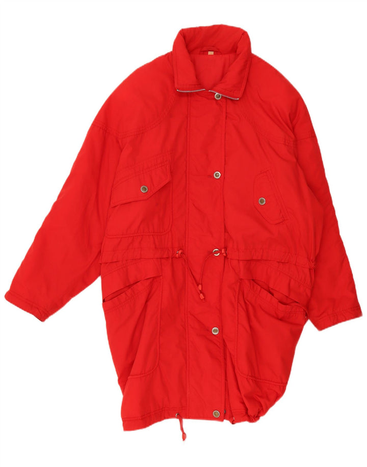 Vintage ženski podstavljeni kaput UK 22 3XL crveni poliester