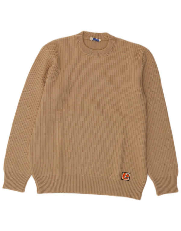 VINTAGE ženski džemper s okruglim izrezom UK 16 Veliki bež vuneni