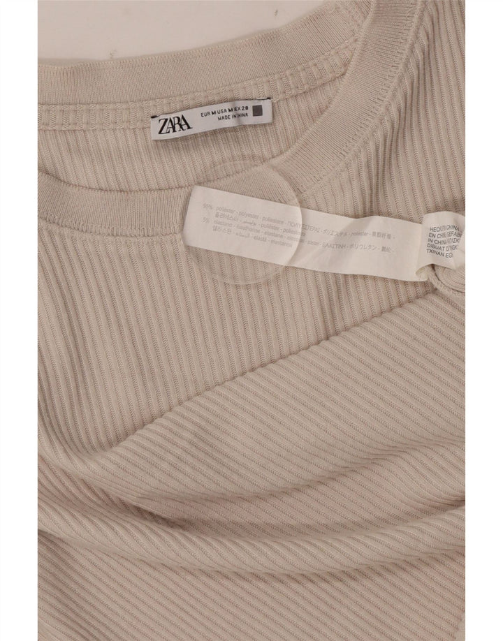 Zara ženska obična majica dugih rukava UK 14 srednje bež poliester