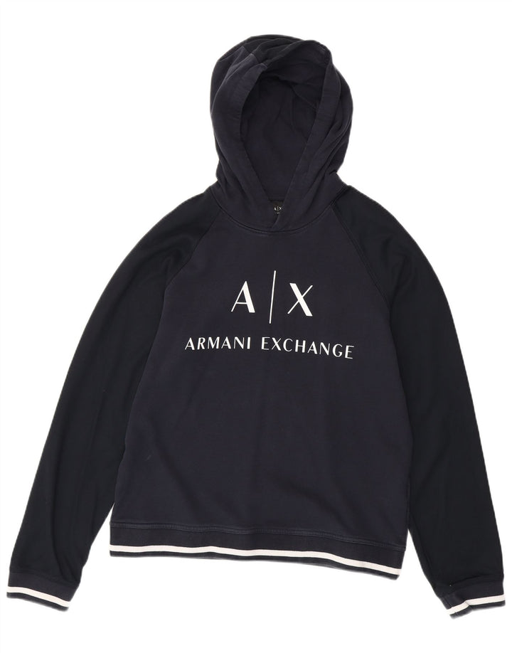 ARMANI EXCHANGE Veliki muški majica s kapuljačom s grafičkim motivima, tamnoplavi pamuk