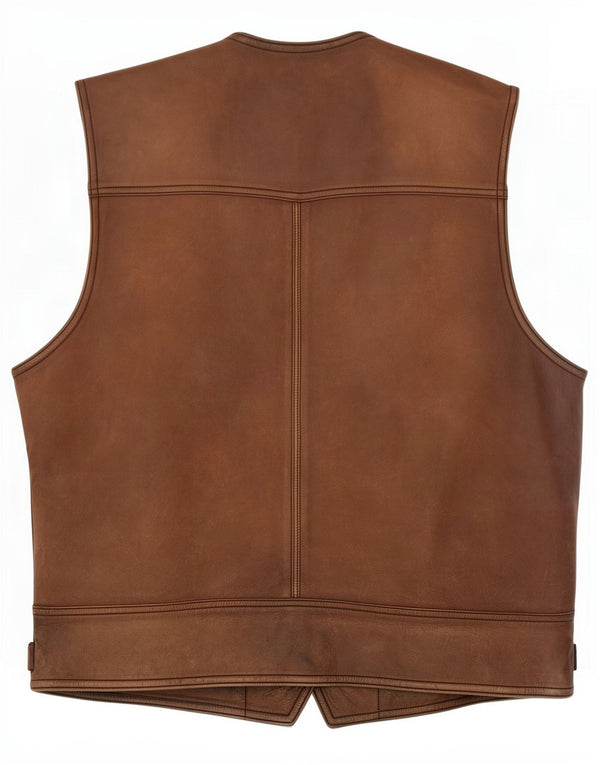 Vintage muški kožni prsluk 2XL smeđi