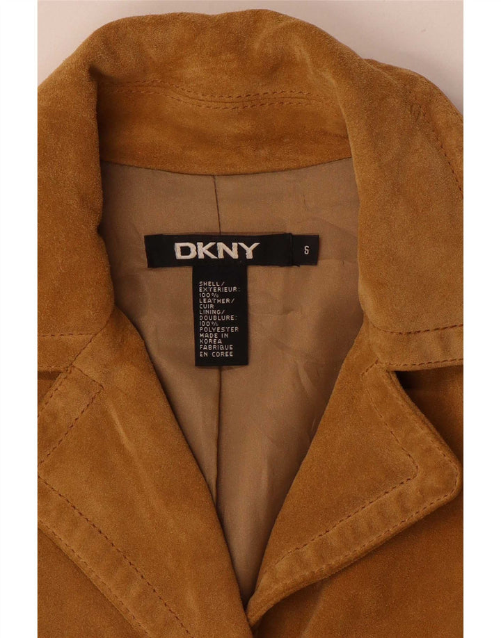 Dkny ženska jakna od brušene kože s 3 gumba US 6 srednje bež kože