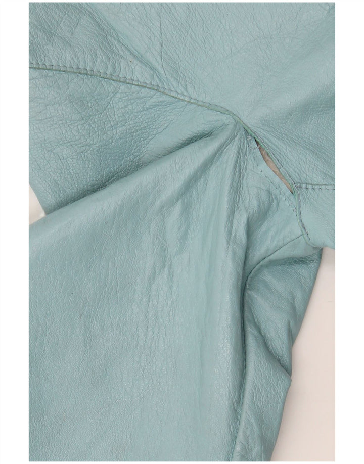 Vintage ženska kožna bolero jakna s 3/4 rukavima IT 42 srednje plava koža
