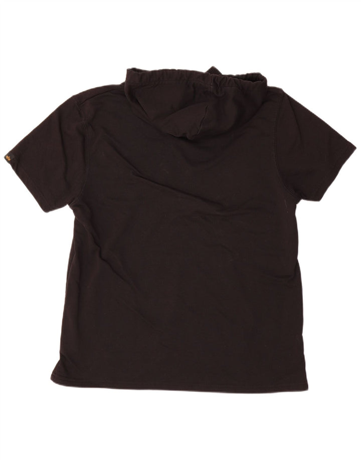 ALPHA INDUSTRIES muška majica s kapuljačom kratkih rukava s grafičkim motivima XL, crni pamuk