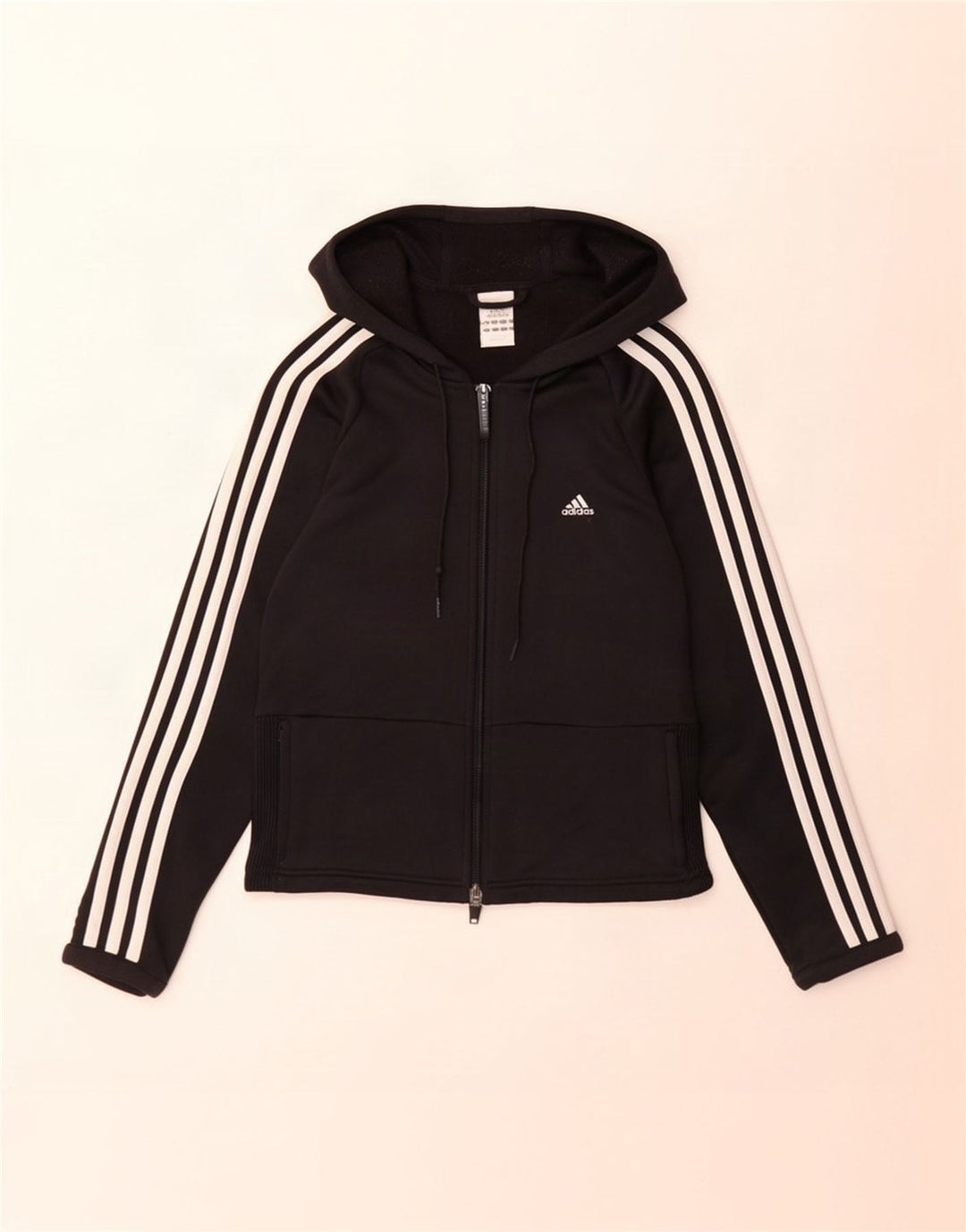 Adidas ženski pulover s kapuljačom s patentnim zatvaračem UK 14 Srednji crni poliester