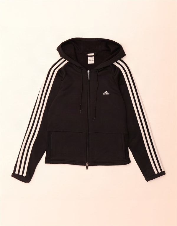 Adidas ženski pulover s kapuljačom s patentnim zatvaračem UK 14 Srednji crni poliester