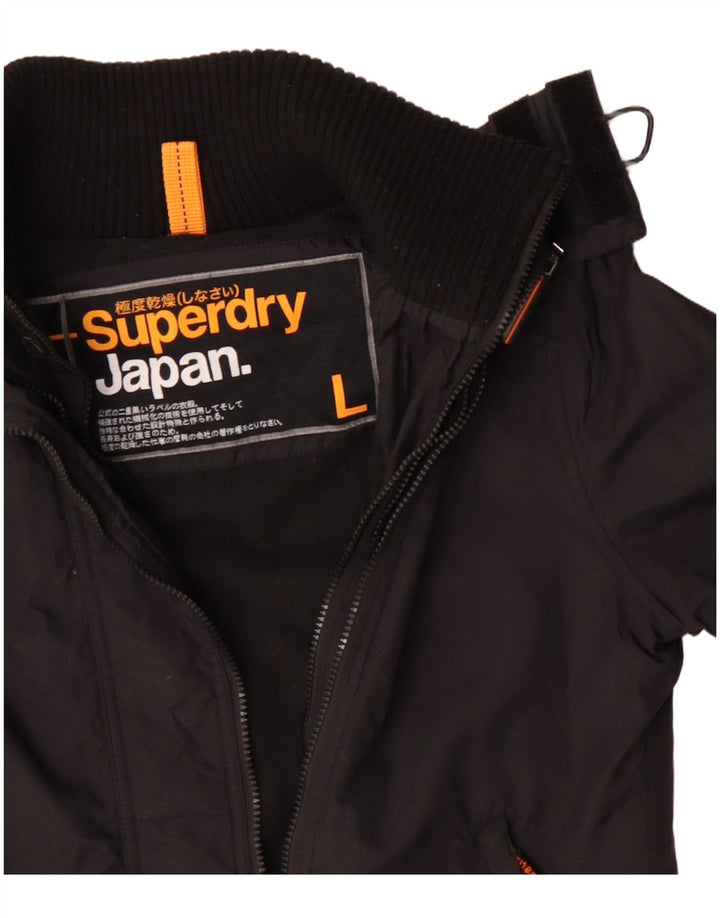 Superdry ženska vjetrovka s kapuljačom UK 16 veliki crni poliester