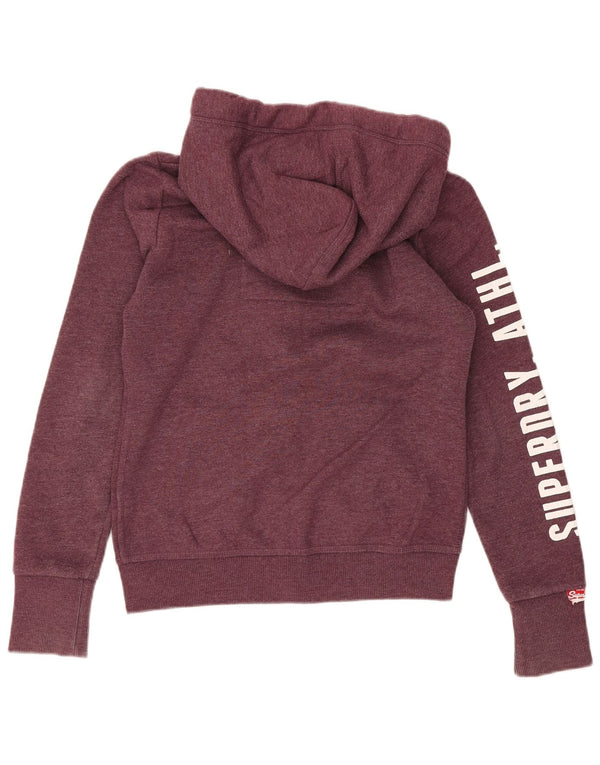 Superdry ženski pulover s kapuljačom s grafičkim patentnim zatvaračem UK 10 Mali bordo pamuk