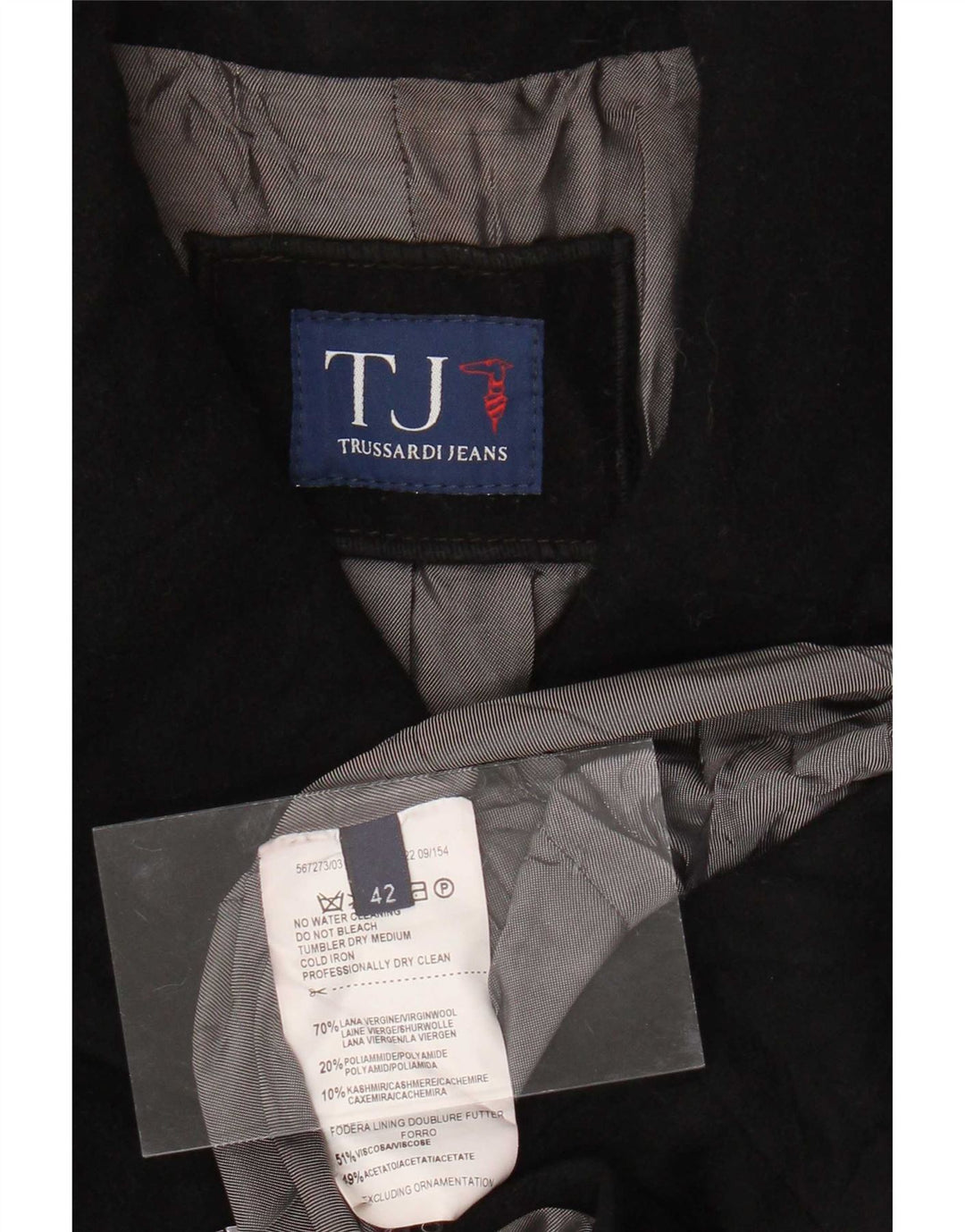 Trussardi Jeans ženski kaput s dvorednim kopčanjem IT 42 srednje crne vune