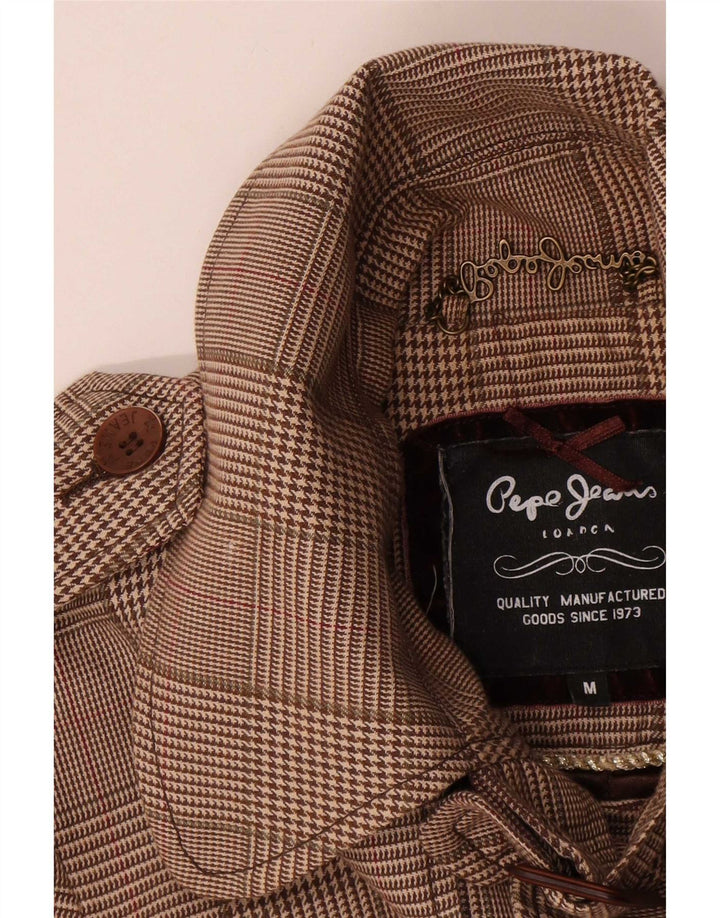PEPE Jeans Ženski kaput s remenom UK 14 Srednje smeđi pamuk u obliku ptičje zubice