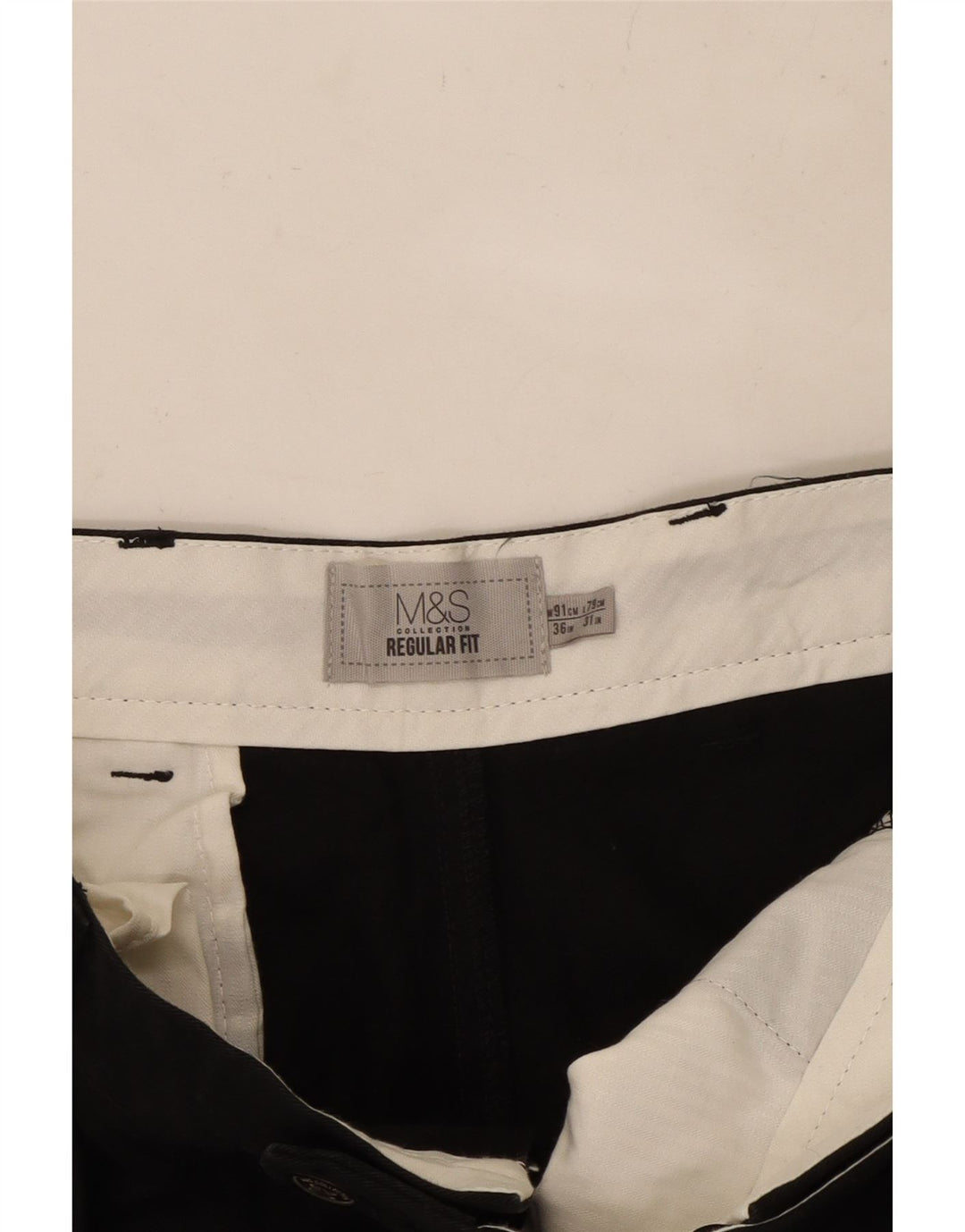 MARKS & SPENCER Muške chino hlače regularnog kroja W36 L31 crni pamuk