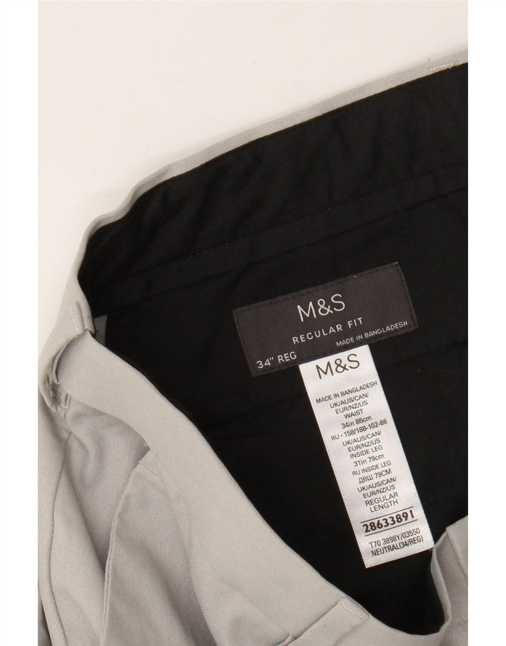 Marks & Spencer muške chino hlače standardnog kroja W34 L31 sivi poliester