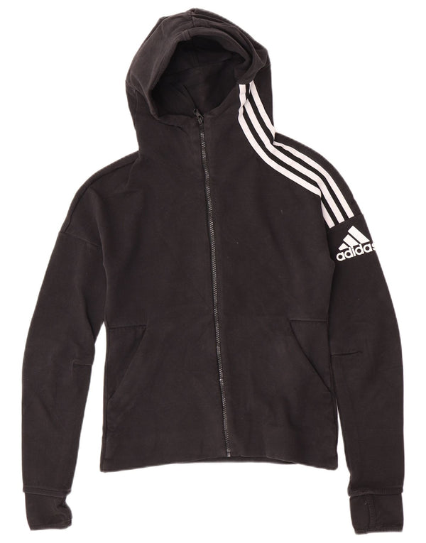 Adidas ženski pulover s kapuljačom s patentnim zatvaračem UK 8/10 mali crni pamuk