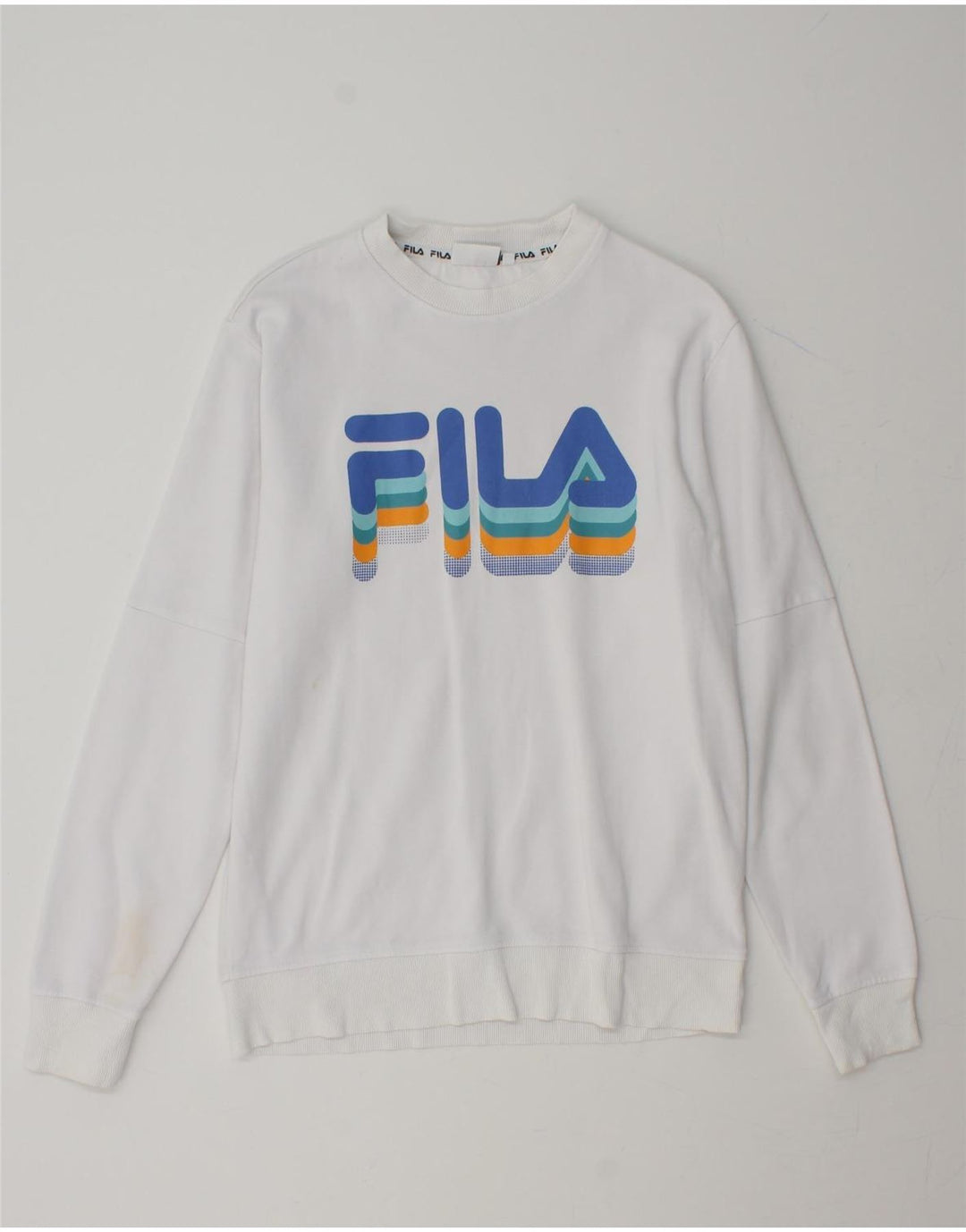 FILA Mens Graphic Sweatshirt Jumper XS White Cotton Vintage Fila and Second-Hand Fila from Messina Hembry 