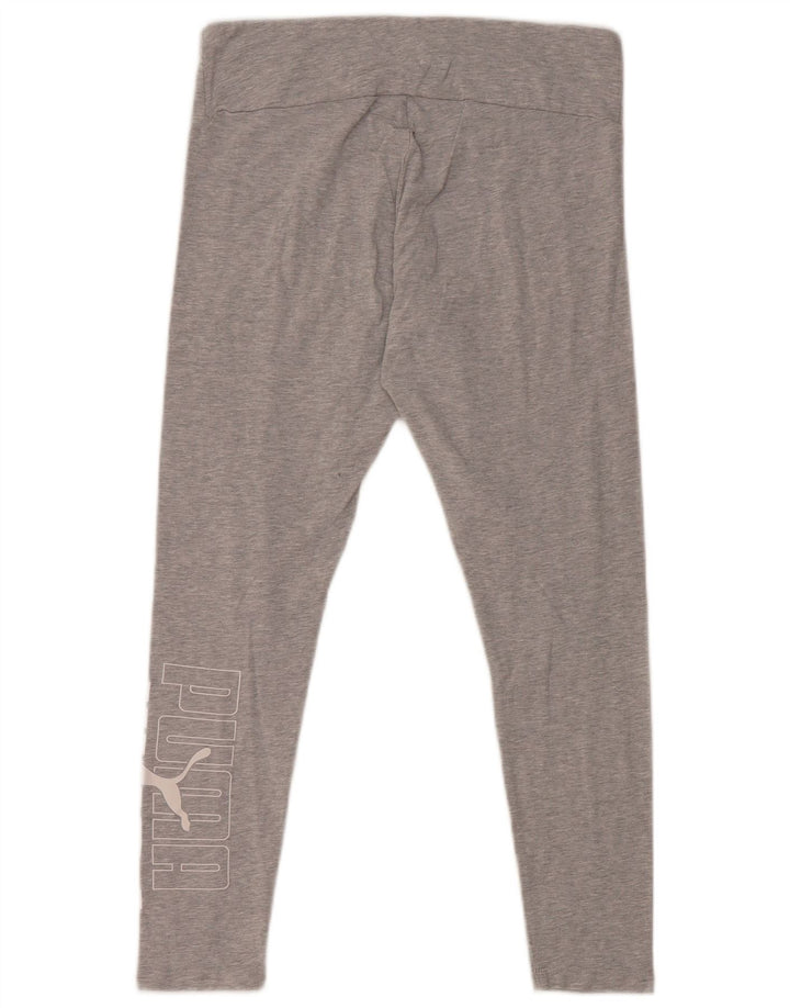 PUMA Womens Graphic Crop Leggings UK 14 Large  Grey