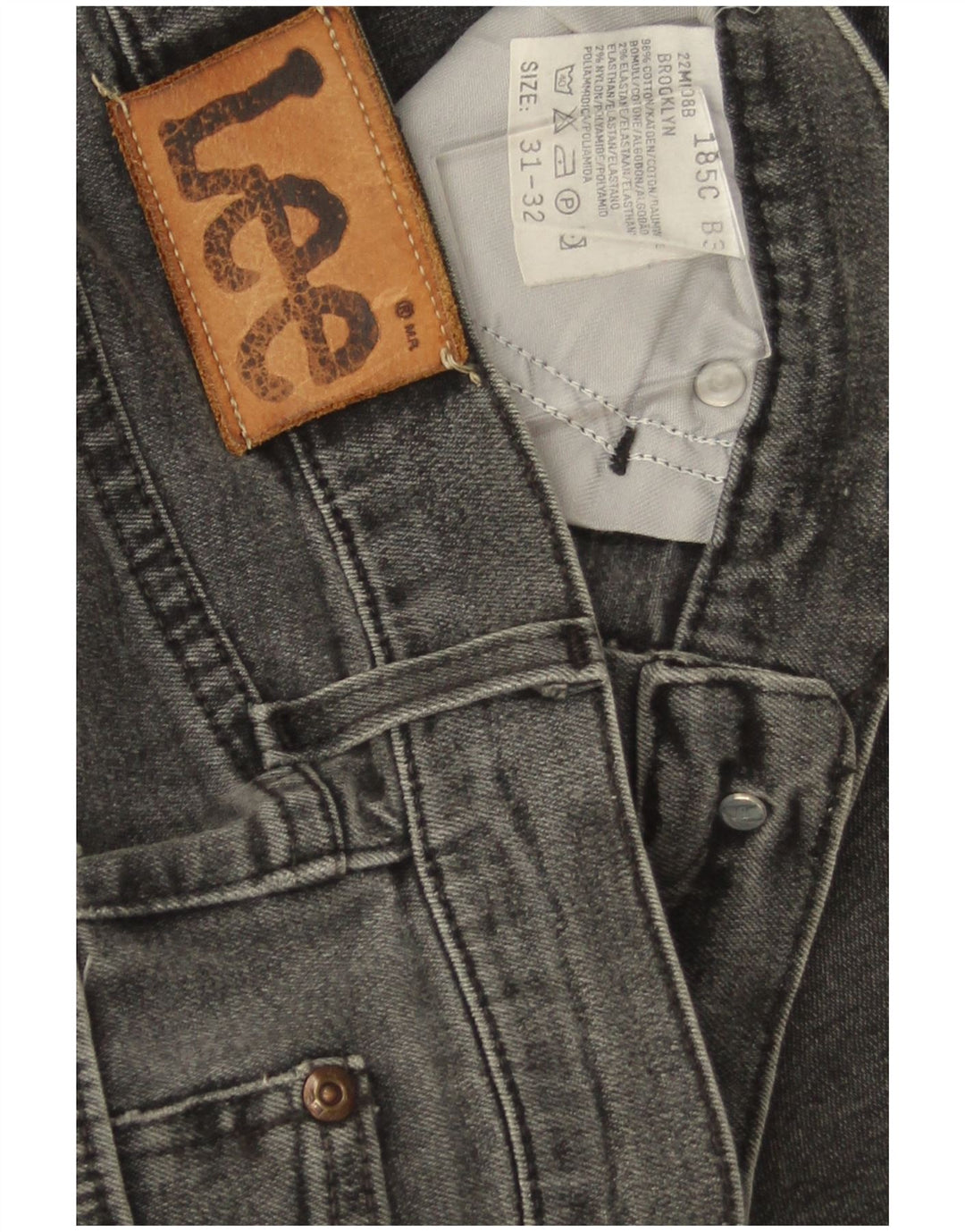 LEE Mens Brooklyn Straight Jeans W31 L32 Sivi pamuk