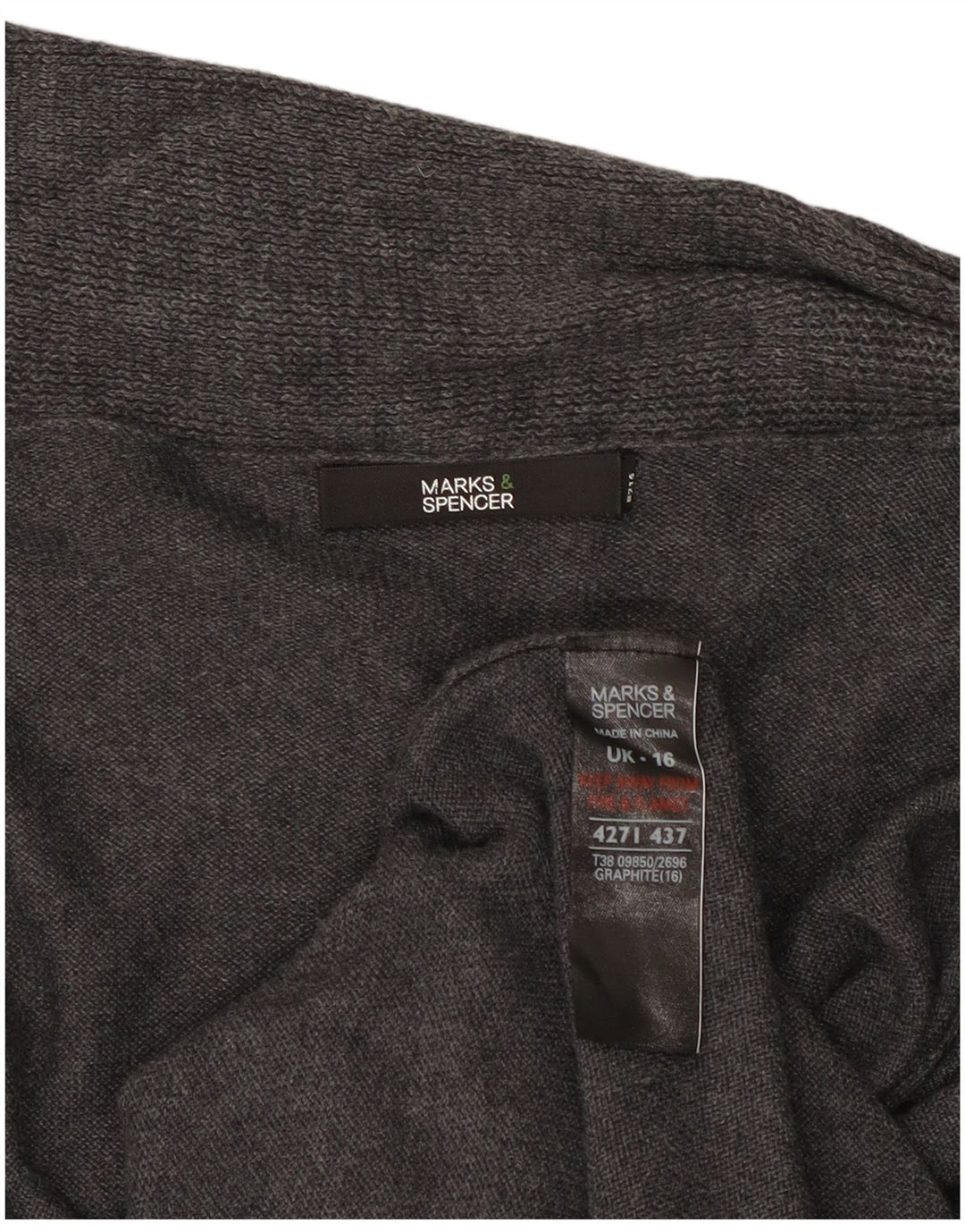 Marks & Spencer ženski dugi otvoreni kardigan pulover UK 16 veliki sivi