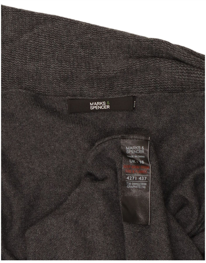 Marks & Spencer ženski dugi otvoreni kardigan pulover UK 16 veliki sivi