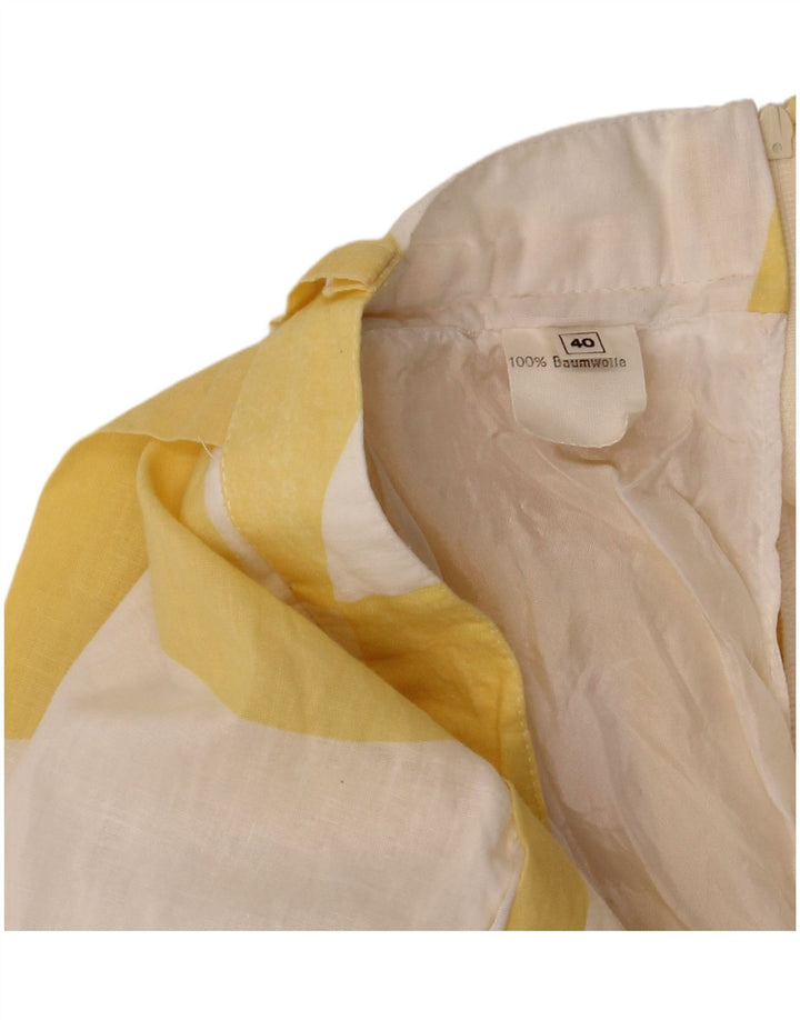 VINTAGE ženska suknja A-kroja EU 40 srednje veličine W28 žuti geometrijski pamuk