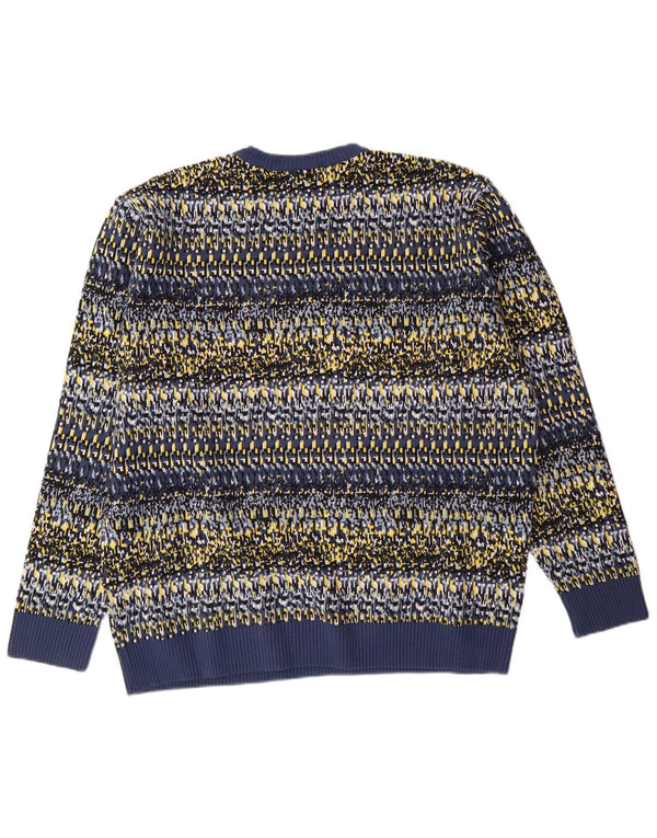 LACOSTE Muški džemper s okruglim izrezom Veličina 7 2XL plavi geometrijski pamuk