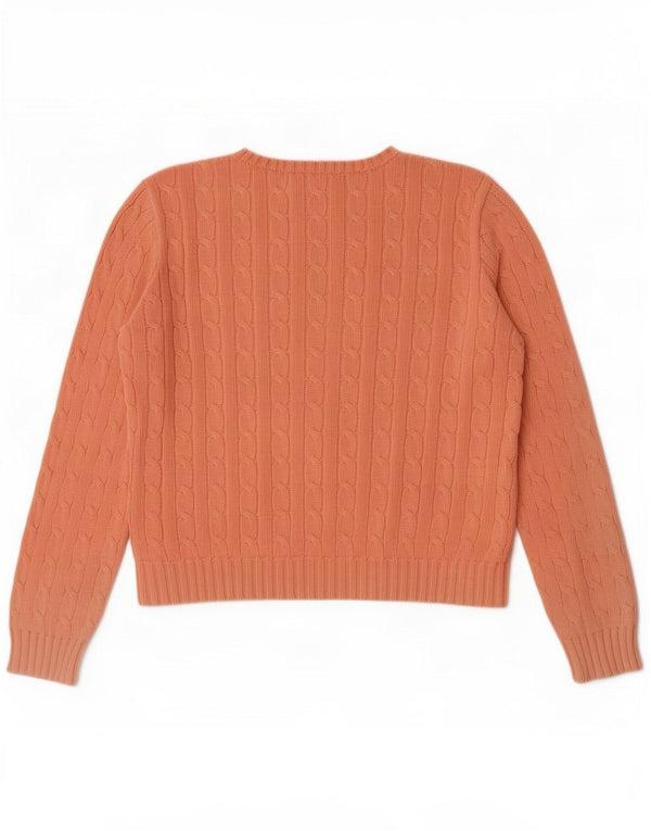 Ralph Lauren Womens Crop Crew Neck Jumper Sweater UK 16 Large Orange Cotton