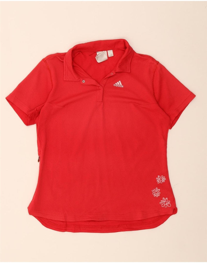 ADIDAS Womens Polo Shirt UK 16 Large Red Floral Polyester Vintage Adidas and Second-Hand Adidas from Messina Hembry 
