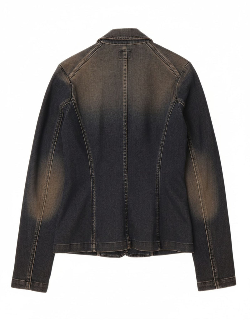 CALVIN KLEIN Womens Denim 3 Button Blazer Jacket UK 12 Medium Blue Cotton Vintage Calvin Klein and Second-Hand Calvin Klein from Messina Hembry 