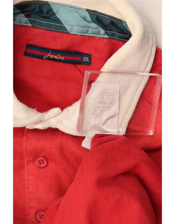 JOULES Muška polo majica dugih rukava za ragbi 2XL, crveni pamuk u boji