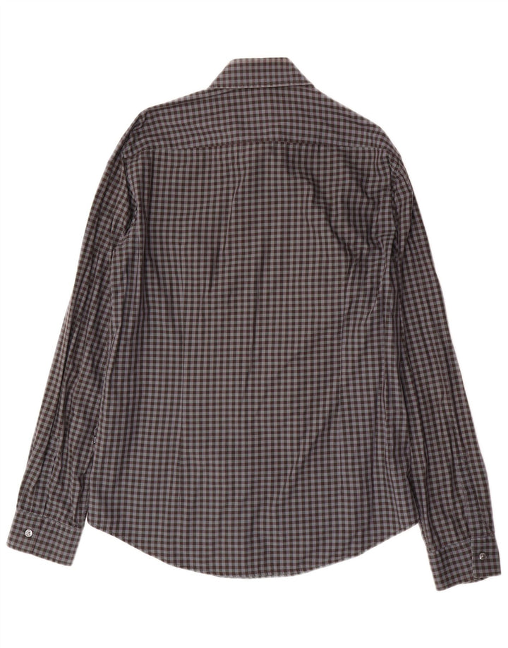 HUGO BOSS Muška uska košulja Srednje siva gingham