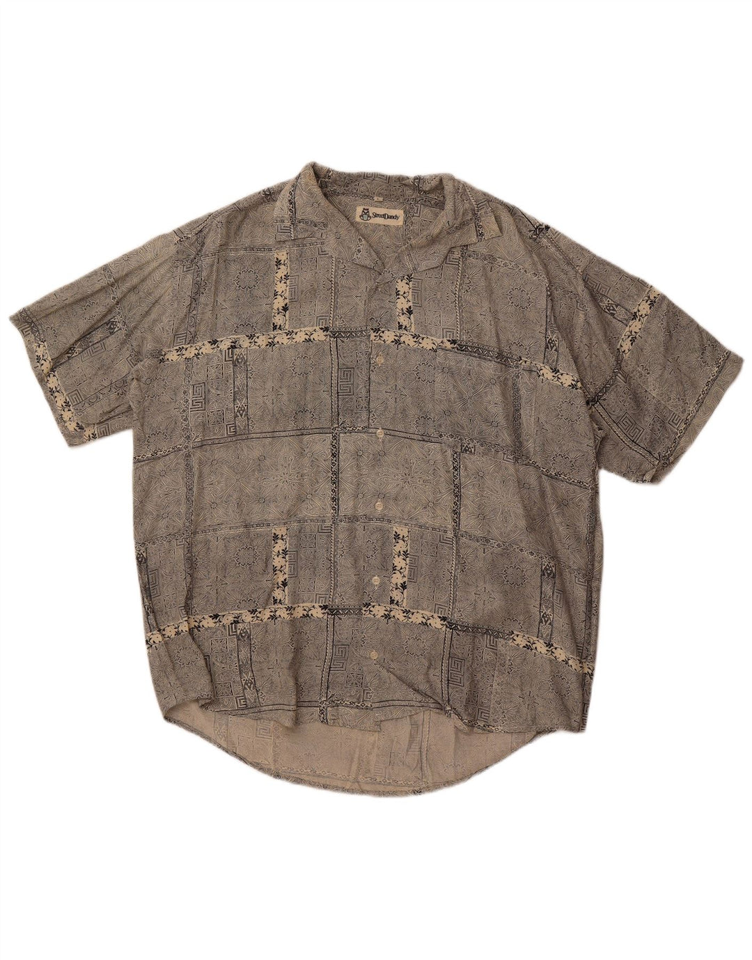 Vintage muška košulja kratkih rukava Veliki sivi paisley