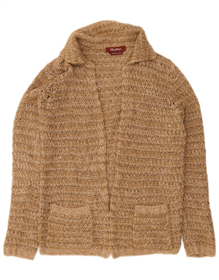 Max Mara ženski otvoreni kardigan pulover UK 14 srednje smeđa vuna
