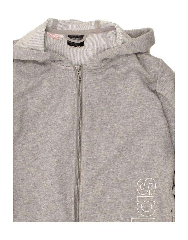 ADIDAS Boys Graphic Zip Hoodie Sweater 13-14 Years Grey Polyester Vintage Adidas and Second-Hand Adidas from Messina Hembry 