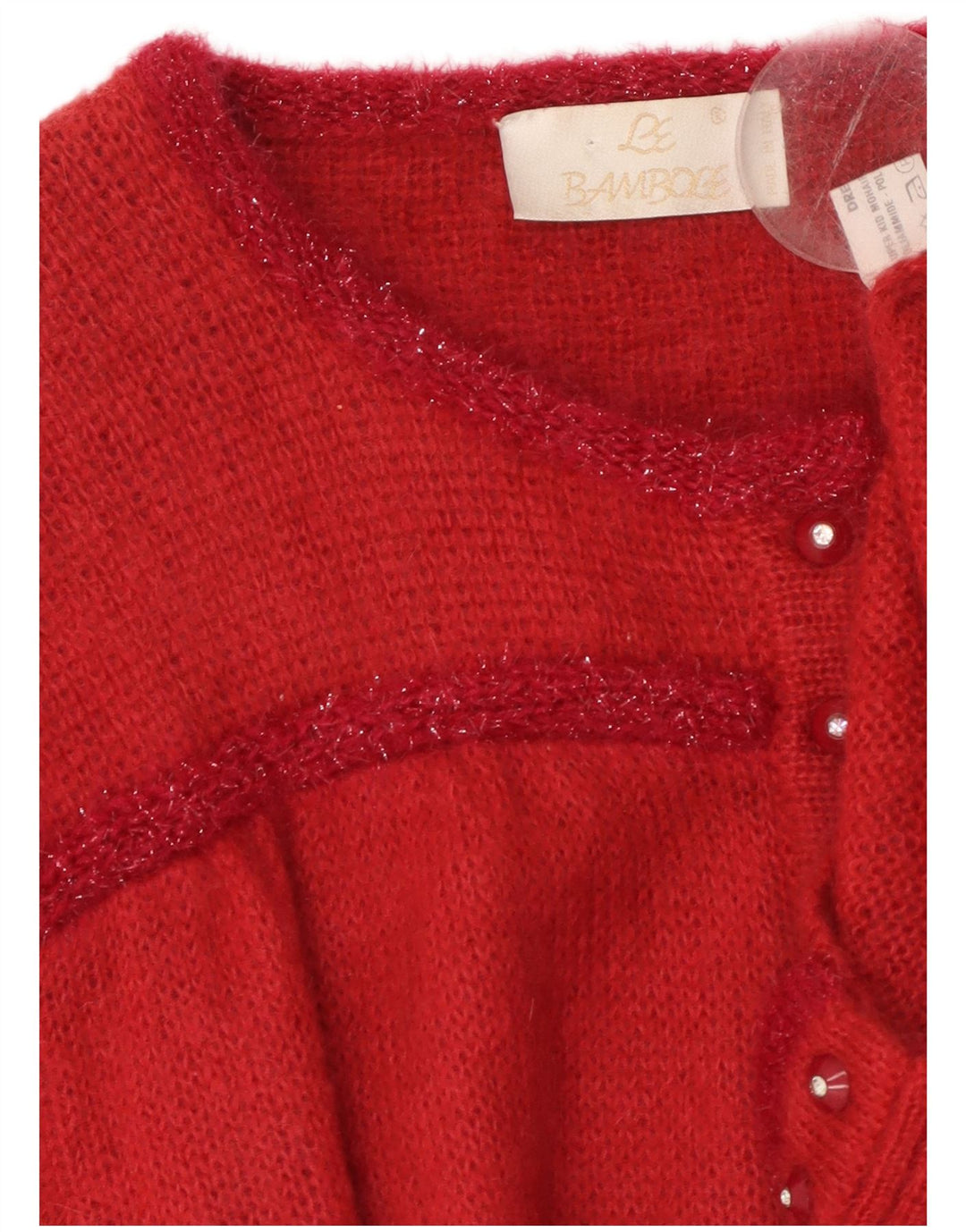LE BAMBOLE Womens Cardigan Sweater IT 48 XL Red Mohair