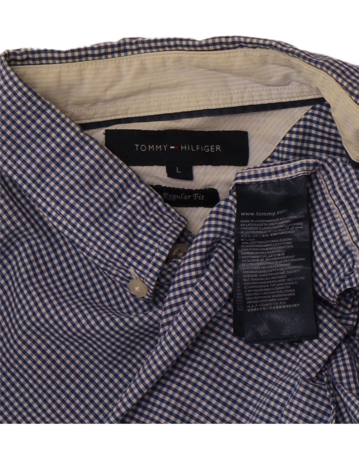 TOMMY HILFIGER Muška majica standardnog kroja Velika plava pamuk gingham