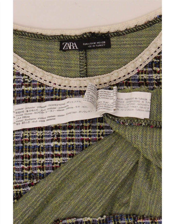 Zara ženska majica kratkih rukava UK 12 srednje raznobojni karirani poliester