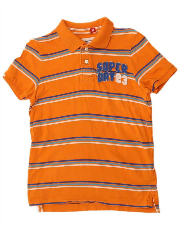 Superdry muška polo majica srednje narančaste pruge, pamuk