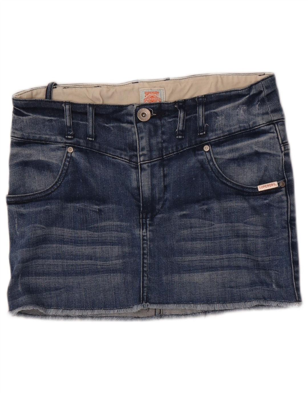 Superdry ženska mini traper suknja W28 srednje plavi pamuk