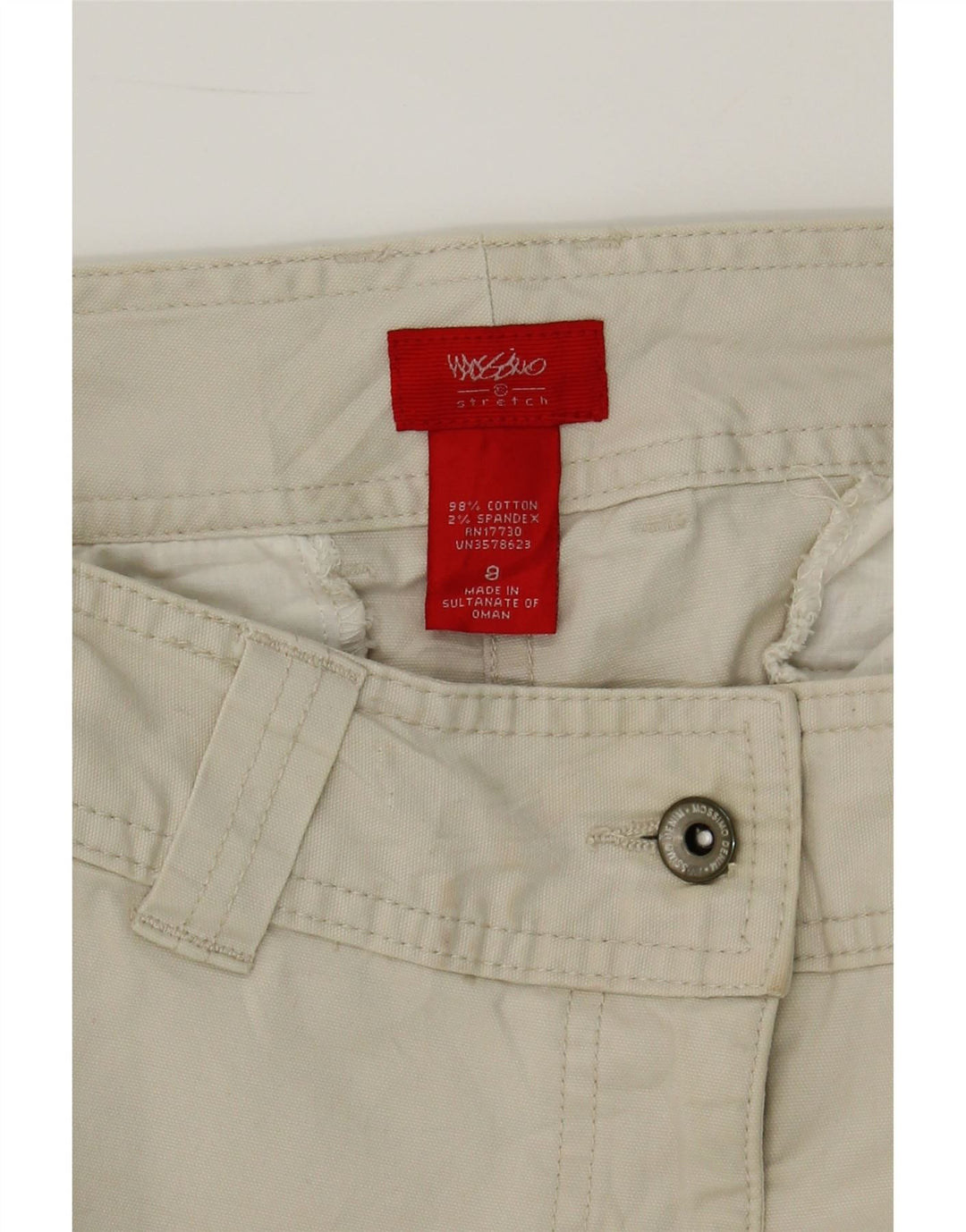 MOSSIMO Womens Stretch Chino Shorts US 8 Medium W32 Beige Cotton Vintage Mossimo and Second-Hand Mossimo from Messina Hembry 