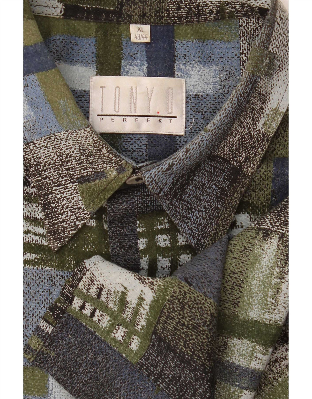 Vintage muška košulja kratkih rukava XL Green Patchwork