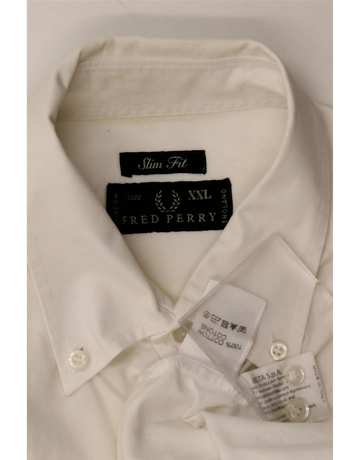 FRED PERRY Muška uska košulja 2XL bijeli pamuk