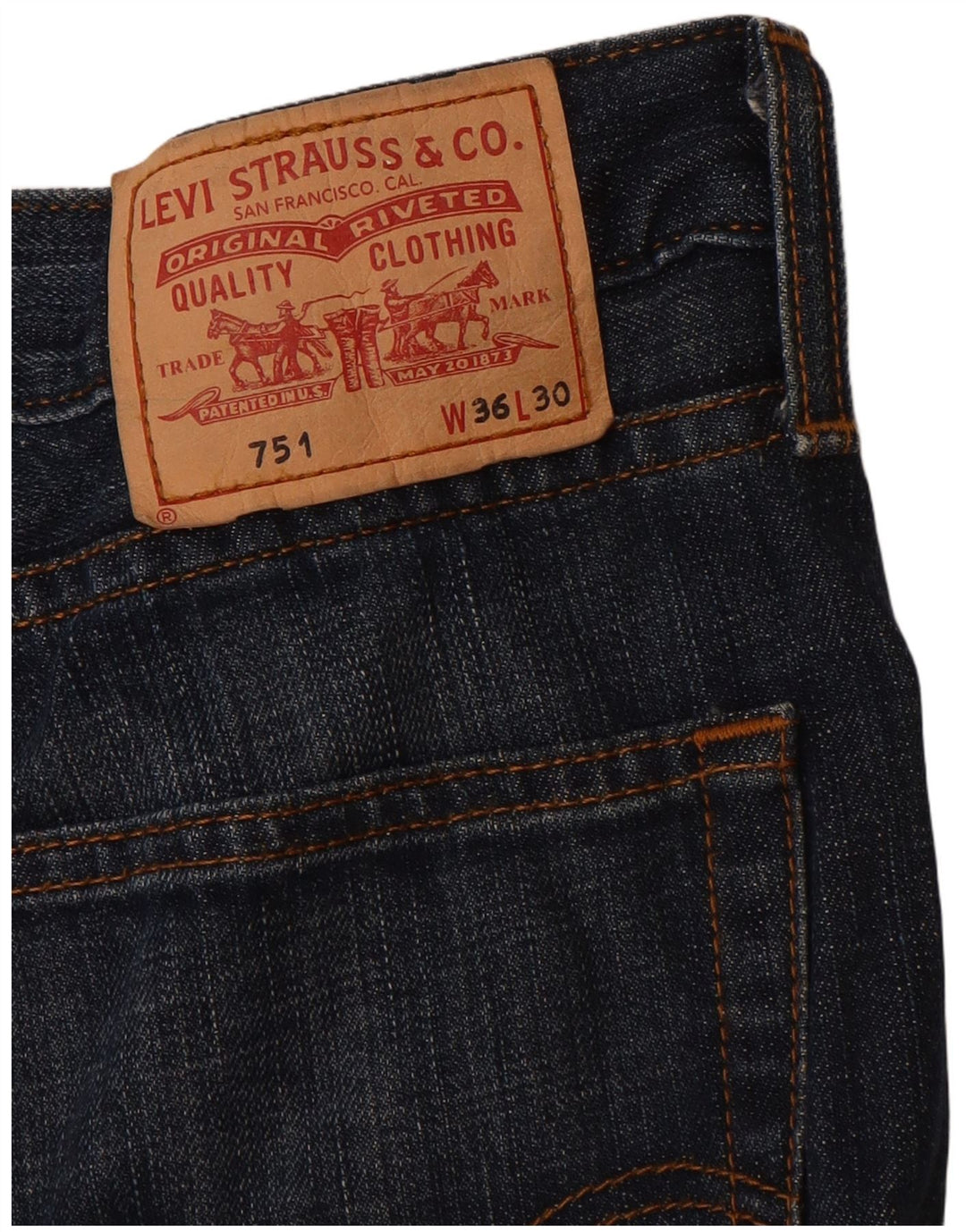 LEVI'S muške 751 ravne traperice W36 L30 tamnoplavi pamuk