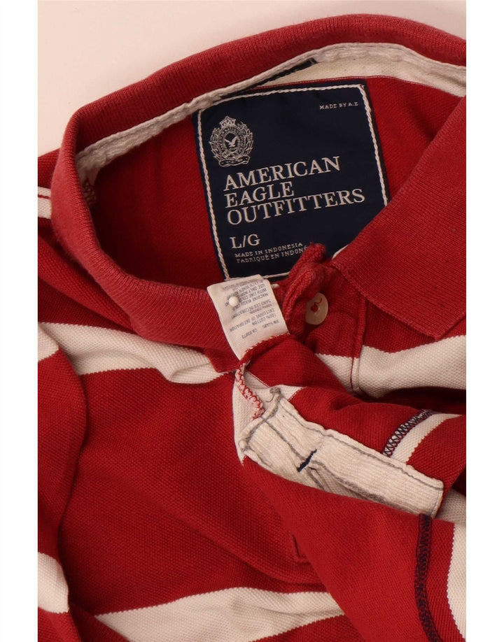 American Eagle muška polo majica kratkih rukava s velikim crvenim prugama