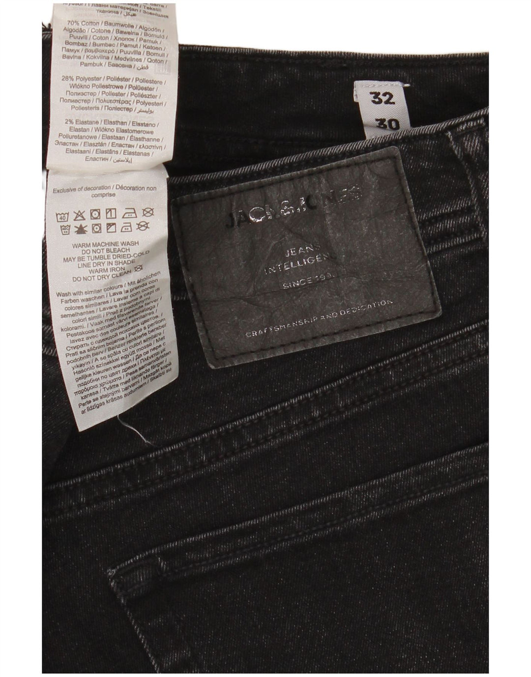 Muške uske traperice Jack & Jones W32 L30 crni pamuk