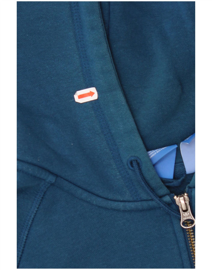 ADIDAS ženski džemper s kapuljačom s patentnim zatvaračem UK 10 Mali plavi pamuk