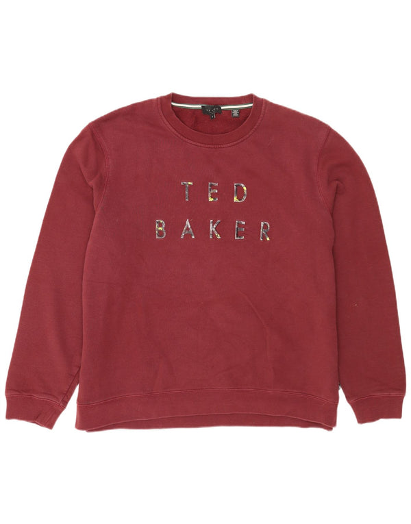 Ted Baker Muška trenirka s motivima, džemper, veličina 5 XL, bordo pamuk