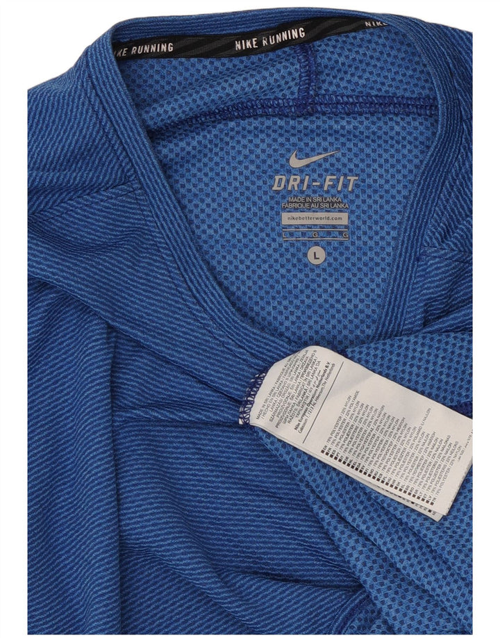 Nike Ženska Dri Fit majica s dugim rukavima UK 14 velike plave pruge od poliestera