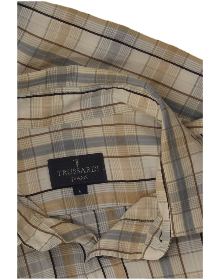 Trussardi Jeans muška košulja veliki bež karirani