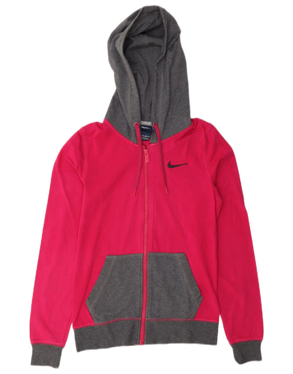 Nike Ženski pulover s kapuljačom na patentni zatvarač UK 6 XS Pink Colourblock Pamuk