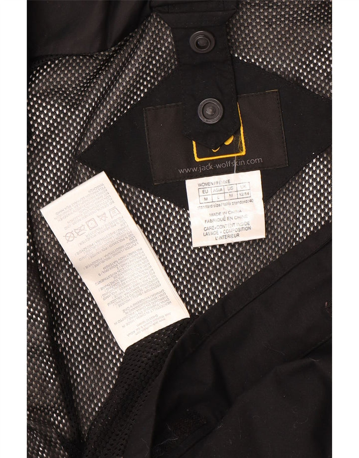 Jack Wolfskin ženska kišna jakna s kapuljačom UK 12/14 Srednje crni poliamid